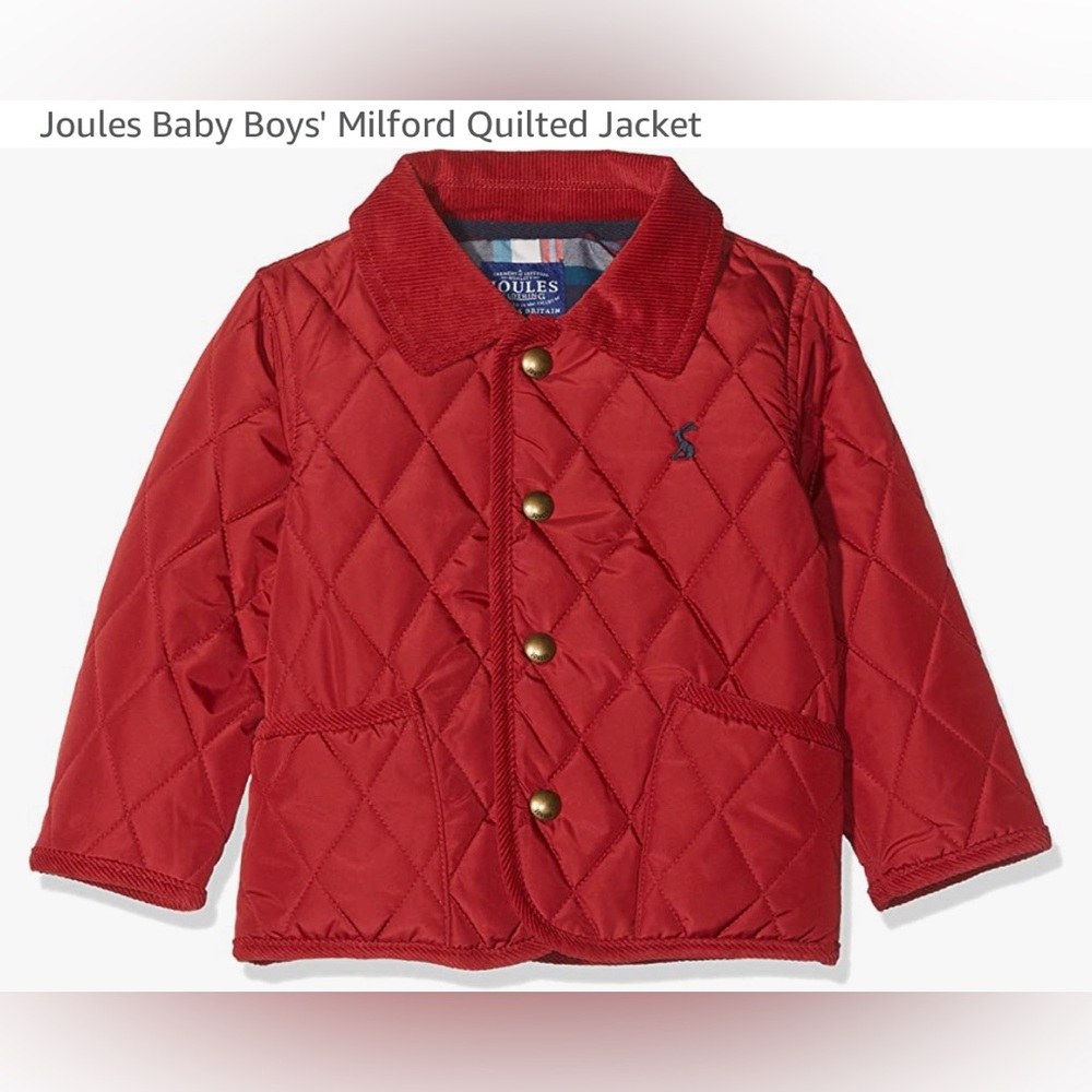 Joules Baby Boy Milford Quilted Jacket, Red, Size 0-3M, EUC